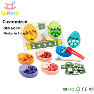 Jouets Montessori écologiques pour la motricité fine, perles à clipser pour le tri des couleurs, œufs <span class=keywords><strong>de</strong></span> dinosaure en bois, jouet <span class=keywords><strong>de</strong></span> comptage et <span class=keywords><strong>de</strong></span> mathématiques pour les tout-petits, CE CPC - Product Image 1