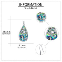 Bijoux fins, boucles d'oreilles pendantes en argent sterling 925 avec abalone et pissenlit pour femmes