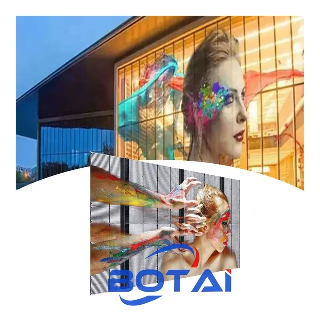 Botai Hot Sale P3.91-7.8 Indoor Transparent Flexible Led Screen Adhesive Transparent Glass Window Flexible Led Film