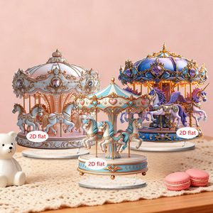 Pièce décorative en acrylique 2D Carrousel Rêveur Européen - Décoration de bureau pour une ambiance festive et apaisante - Product Image 1