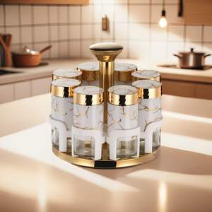 Juego de tarros de cristal giratorios para especias, sal y pimienta para el hogar - Product Image 5