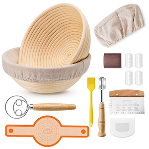 Bread Proofing Basket <b>Set</b> Round 9 Inch and Oval 10 Inch Banneton Bread Bowl Sourdough Bread Making Supplies Tools - Product Image 1