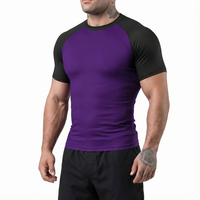 Maillot de bain anti-UV UPF 50+ pour hommes adultes, manches courtes, séchage rapide, protection solaire, spandex polyester, blanc