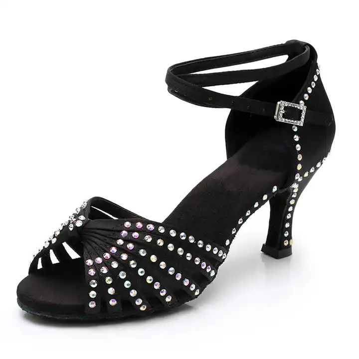 Custom Latin Dance Shoes With Diamond Female Adult Medium Heel