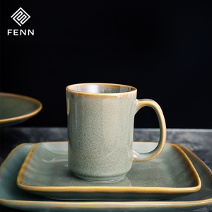 Tazza da caffè smaltata reattiva In ceramica verde brillante con manico verde <span class=keywords><strong>speciale</strong></span> glassa In movimento tazza da tè - Product Image 6