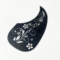Protector de Guitarra Acústica con Diseño de Flor Negra y Plateada, Forma de Gota de Agua, Antiarañazos, para Guitarras de 40 y 41 Pulgadas
