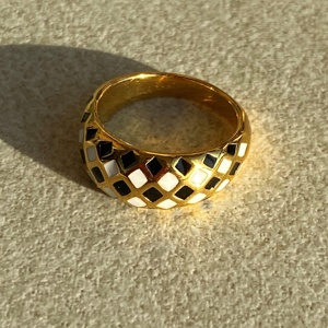 2024 Dazan Mới Người Chiến Thắng 18K Vàng Cao Duy Giữ Màu Sắc Đầy Màu Sắc Zircon Thời Trang Thép Không Gỉ Cờ Vua Phong Cách Nhẫn Cho Phụ Nữ Cho Đảng - Product Image 1