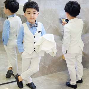 Traje de Caballero Coreano de Moda Primavera Otoño 2019, Ropa para Niños, Nuevo Traje Blanco con Chaleco para Niño, Venta al por Mayor - Product Image 1