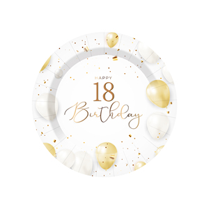 Juego de Vajilla para Fiesta DAMAI, Platos, Vasos y Servilletas de Papel Blancos y Dorados, Vajilla Desechable para Celebración de 18 Años - Product Image 5