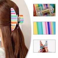 Pince à cheveux MIO à rayures colorées 9,5 cm, pince requin pour queue de cheval, vente en gros, accessoires pour cheveux pour femmes et filles