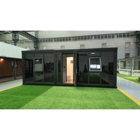 Cabine en verre modulaire de 10 pieds, installation rapide, isolée, en acier léger préfabriqué, revêtement en bois pour camping, villa