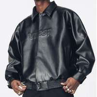 Vestes en cuir personnalisées OEM ODM, logo en relief personnalisé, vestes en cuir PU pour hommes, veste bomber en cuir pour hommes
