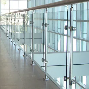 Safety Tempered Laminated Glass Frameless Railing Systems Design Fencing Balustrade With Aluminum Stainless Steel Fixings