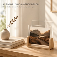 Cadre en acrylique double face de qualité supérieure avec base en bois de noyer et en bois de hêtre