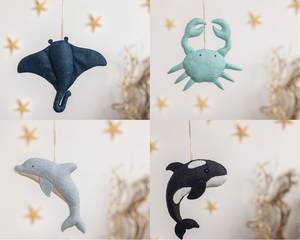Jouets de sport pour bébé, montessori, suspendu à la mer, <span class=keywords><strong>dauphin</strong></span>, tortue, orca, cheval de mer, narwal, océan nautique, <span class=keywords><strong>pépinière</strong></span>, fait à la main, en feutre - Product Image 4