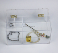 Boîtes à bijoux transparentes en plexiglas PMMA avec logo et serrure en métal doré: Boîte d'emballage carrée de luxe pour bijoux