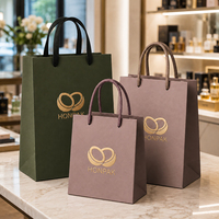 Sac en papier de luxe pour vêtements, bijoux, cosmétiques avec poignée en ruban, sac d'emballage personnalisé pour boutique, HONPAK