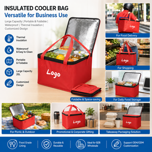 Sac isotherme 20L grande capacité en aluminium, sac isotherme pliable pour livraison de repas, pique-nique, vente en gros - Product Image 4