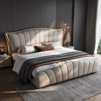 Lit rembourré King moderne taille Queen en simili cuir lit cadre en bois maison mobilier de chambre à coucher pour hôtel application vente d'usine