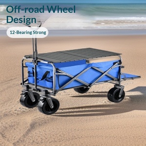 Outdoor Camping <b>Car</b> Sunshade Rainproof Canopy <b>Table</b> Board Folding Handcart Small Trolley Picnic Stall Cart Off-road Wheels - Product Image 2