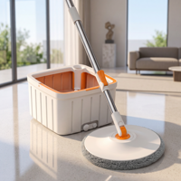 360 °   Ensemble serpillière et seau essoreur mains libres Floor Magic Spin pour un nettoyage efficace des sols