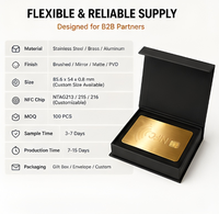 Carte NFC personnalisée plaquée or brossé de qualité supérieure pour cadeaux d'entreprise et contrôle d'accès – Vente en gros