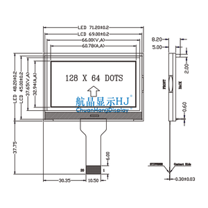 شاشة عرض LCD من نوع COG مقاس 2.6 بوصة طراز CH12864-8-3-L من ChuanHangDisplay بدقة 128×64 مع دائرة تشغيل ST7567 ومنفذ متوازي/متسلسل - Product Image 3