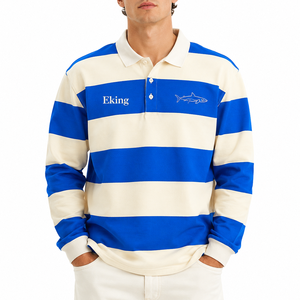 Camisetas de Rugby Retro Personalizadas con Bordado Vintage, Camiseta Polo con Rayas Estampadas, Camiseta <span class=keywords><strong>T</strong></span>érmica de Manga Larga - Product Image 3