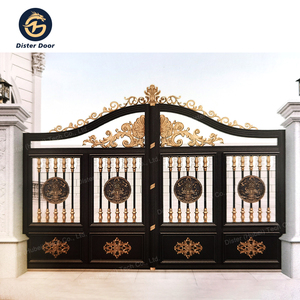 Porte de villa d'art en aluminium de style européen moderne en alliage d'aluminium traduction électrique porte de cour à double ouverture - Product Image 1