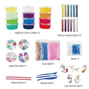 Nhà máy Made 12 màu DIY phim hoạt hình chơi bột hội thảo môi trường trẻ em Slime trẻ em Đồ chơi giáo dục Slime Kit cho cô gái 10-12, - Product Image 6