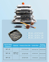 Barquette alimentaire en plastique PET de haute qualité, grande capacité, carrée, pour sushis, gâteaux, pizzas, snacks/pains, idéale pour la vente à emporter