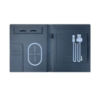 Bloc-notes multifonctionnel en cuir imprimé A4, agenda relié, chargeur sans fil intégré, batterie externe, couleur personnalisée, dossier