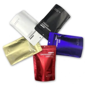 Customized black matte finish doypack bag ziplock plastic packaging bags for underwear panties packing