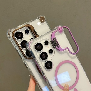 Étui de téléphone Samsung avec support d'objectif, <span class=keywords><strong>protection</strong></span> contre les chutes avec airbag à quatre coins, coque de téléphone transparente magnétique - Product Image 2
