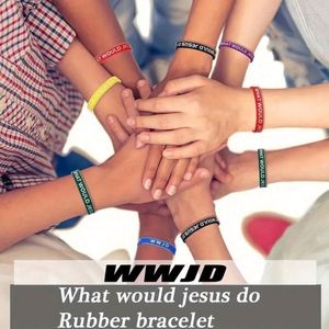 กำไลข้อมือ WWJD หลากสี สายรัดข้อมือซิลิโคน สั่งทำโลโก้ได้ เครื่องประดับทางศาสนาคริสต์ สำหรับการระดมทุน กิจกรรมคริสตจักร ของชำร่วยงานปาร์ตี้ - Product Image 3