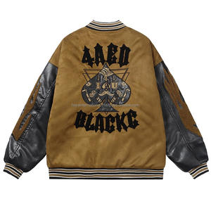 แจ็กเก็ตขนสัตว์กลางแจ้งสำหรับผู้ชายผู้หญิงเสื้อกันลมสีขาวคอตั้งปักโลโก้ด้านหน้าสไตล์ฮิปฮอป - Product Image 4