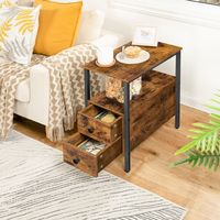 Table d'appoint étroite en gros avec 2 tiroirs, table d'appoint mince avec deux tiroirs, table basse de canapé mince avec 2 tiroirs