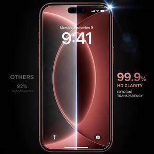 Protector de Pantalla Premium de Aluminio de 0.33mm para <span class=keywords><strong>iPhone</strong></span> 17 18 Pro Max, HD Transparente, Electrochapado, Antihuellas, Vidrio Templado - Product Image 3