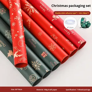 Giáng sinh đêm trước gói quà tặng vật liệu bó hoa không thấm nước duy nhất bên kraft giấy Giáng sinh hộp quà tặng ý tưởng - Product Image 6