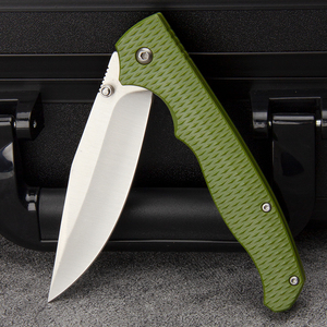 Dao bỏ túi bằng thép không gỉ 5 inch có tay cầm bằng nhựa màu xanh lá cây cắm trại ngoài trời - Product Image 6