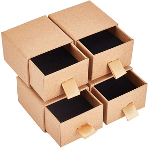 Custom Logo Slide Drawer Kraft Paper Jewelry Ring Necklace Small Packaging Gift Boxes