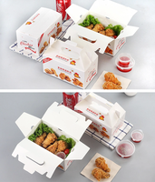 Boîte alimentaire personnalisée en gros pour hamburgers, fast-food, ailes de poulet frites coréennes, emballage de livraison à emporter avec poignée