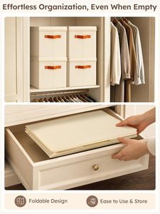 Paquete de 6 Cajas Decorativas Plegables con Asas, Contenedores de Almacenamiento con Tapas, Cestas de Almacenamiento de Tela para Estantes - Product Image 2