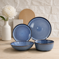Ensemble de vaisselle en grès noir mat JIUWANG, assiettes rondes, bols, tasses, vaisselle en céramique pour restaurant, maison, service de cuisine occidentale