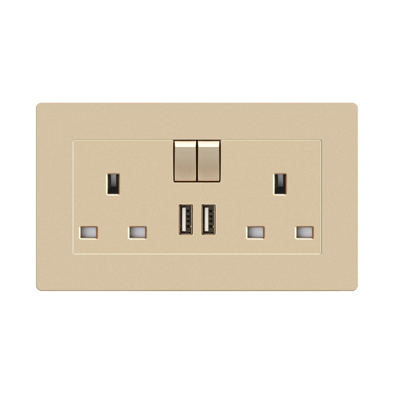 Prise double britannique LT-146 avec interrupteur + 2 USB