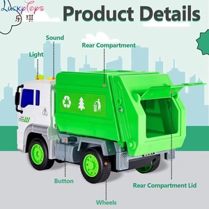 <span class=keywords><strong>Camion</strong></span> <span class=keywords><strong>poubelle</strong></span> en plastique à friction avec lumière et musique, véhicule de recyclage réaliste, jouet éducatif écologique pour enfants - Product Image 4