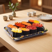 Boîte à sushi jetable rectangulaire de haute qualité, recyclable, de qualité alimentaire, en PET, avec couvercle, certifiée SGS