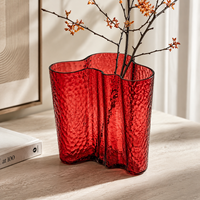 Vase en verre soufflé à la main Iittala Aalto Bubble Glass, style shabby chic, forme irrégulière, transparent, fumé, rose, vert, rouge, hydroponique, Diwali