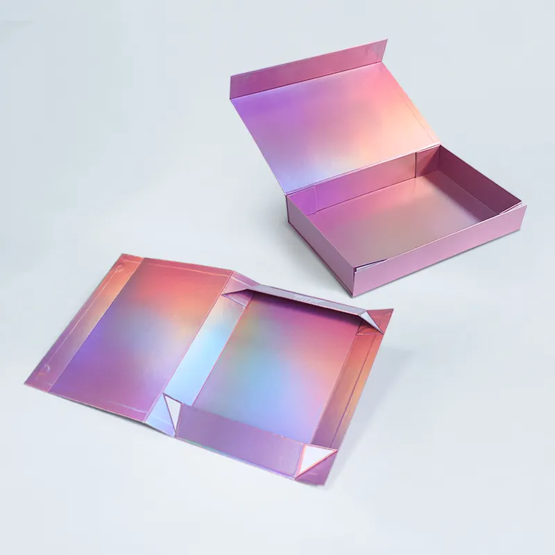 कस्टम लोगो ग्लॉसी लैमिनेशन फोल्डिंग मैग्नेटिक पैकेजिंग बॉक्स लक्जरी बड़े महिलाओं के कपड़े कार्डबोर्ड पेपर उपहार बॉक्स