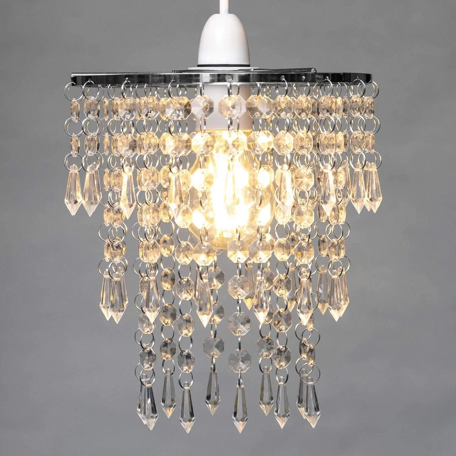 Clear Acrylic Chrome Chandelier Ceiling Pendant crystal beaded Lamp Shades Crystal Light Shades